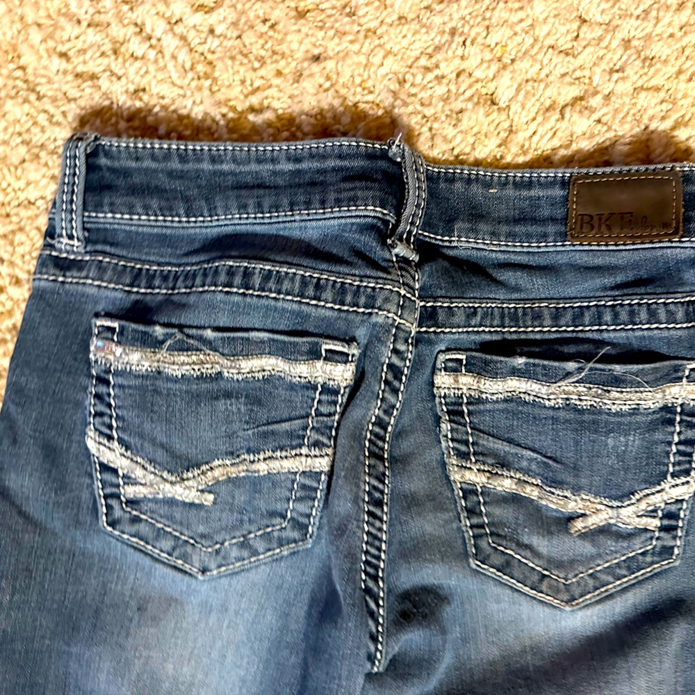 Blue bootcut jeans extra long